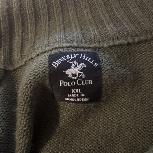 Beverly Hills Polo Club Knit Zip Sweater Navy Green XXL Vintage Mens 90s Style - Picture 3 of 4