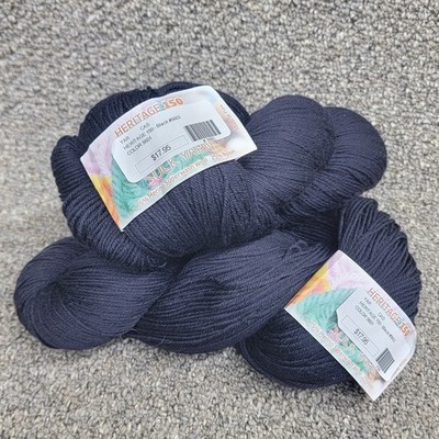 Cascade Yarn Heritage Sock Yarn Lot of 2 Black Color 5603 Merino Wool Nylon Peru