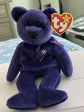Ty Beanie Babies Princess Purple Bear Plush Beanbag w/ Hang Tag 1997