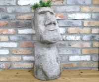 Large 63cm Easter Island Head Planter Stone Moai Face Bust Plant Pot Ornament