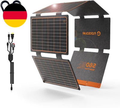 Solarpanel 60W, Flexsolar Tragbares Faltbares Solarladegerät IP67 Wasserdichtes