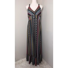 Tahari Boho Print Maxi Dress Small Colorful Resort Vacation Dress