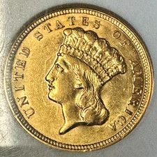 US 1854 P $3.00 Gold Indian Princess PCGS AU 58 $3.00 Coin
