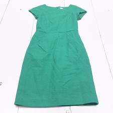 J.Crew Dress Womens 4 Green Textured Short Sleeve Sheath Knee Length Work Office