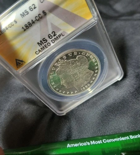1884-CC Morgan Silver Dollar ANACS MS62 CAMEO DMPL
