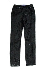 RALPH LAUREN COLLECTION PURPLE LABEL BLACK SEQUIN SLIM LEG PANTS SZ.4