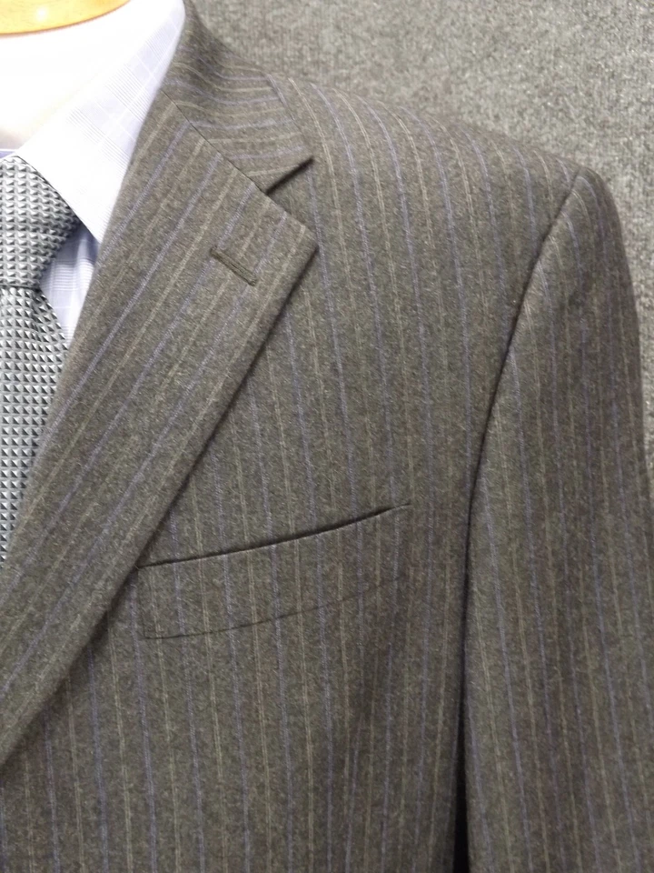 Костюм Hart Schaffner Marx 44R 37x28,5 серый в тонкую полоску шерстяные складчатые брюки 2 шт. 3 Btn - Изображение 3 из 4