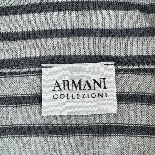 Armani Collezioni Wool Blend Polo Shirt Men’s L Striped Gray Slim FitOne Button - Picture 6 of 11