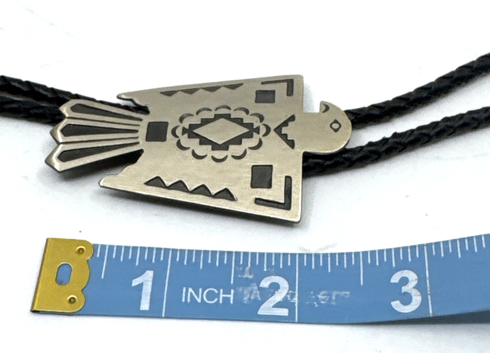 Solid Nickel Silver Thunderbird Bolo Tie Southwes… - image 6