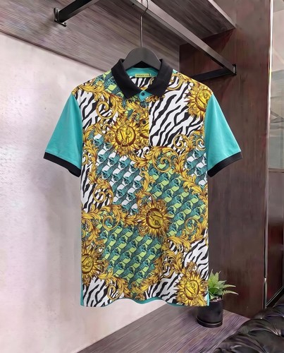 Versace Jeans Couture All Over Print Polo Shirt Men Size M Green