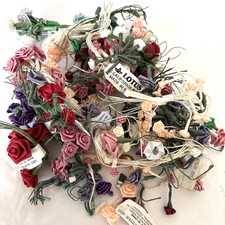 large mixed lot mini satin ribbon roses picks vintage