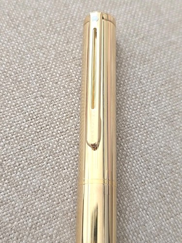 Sheaffer Agio Gold Straight Lined 22K Gold Plate "M" Feder Füllfederhalter NEU UNBENUTZT - Bild 4 von 11