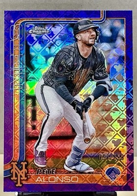 Pete Alonso 2025 TOPPS Chrome Purple Logofractor/250 Mets #136