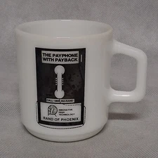 Vintage Pay Phone Advertising Coffee Mug Rand Of Phoenix Galaxy Milk Glass