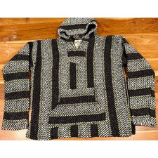 Baja Joe Striped Drug Rug Hoodie Black White Lime Green Small Recycled Blend
