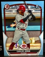 2023 1st Bowman Prospects Blue Parallel /499 Carlos Jorge #BP-120 SP RC Reds