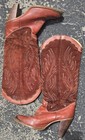 vtg Zodiac 7.5 Red Rust Brick Suede Leather Boots Western Cowboy Metal Tip Toe — photo 2