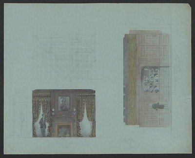 New York City Vanderbilt Mansion Library 1882-1883 Elevation Ceiling Plan
