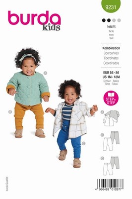 Schnittmuster Babykombi Jacke und Hose Burda 9231 56-86