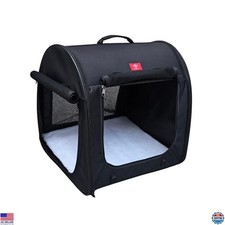 Portable Pet Kennel Shelter, Black Fabric, 20"x20"x19.5", Car Seat-Belt Included