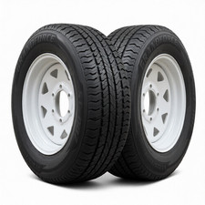 2pcs Grandforce Trailer Tires St20575r15 10pr On 15x6 6x5.5 White Spoke Wheels