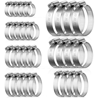 52 Piece 651mm Hose Clamps Stainless Steel Set, Hose Clamp 304 Clamps, ...