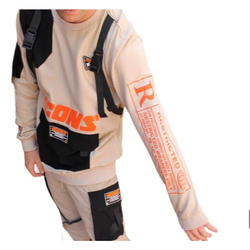 Sudadera táctica Hudson NYC para hombre mediana ropa de calle bolsillos de carga Rave Foto 4 de 4