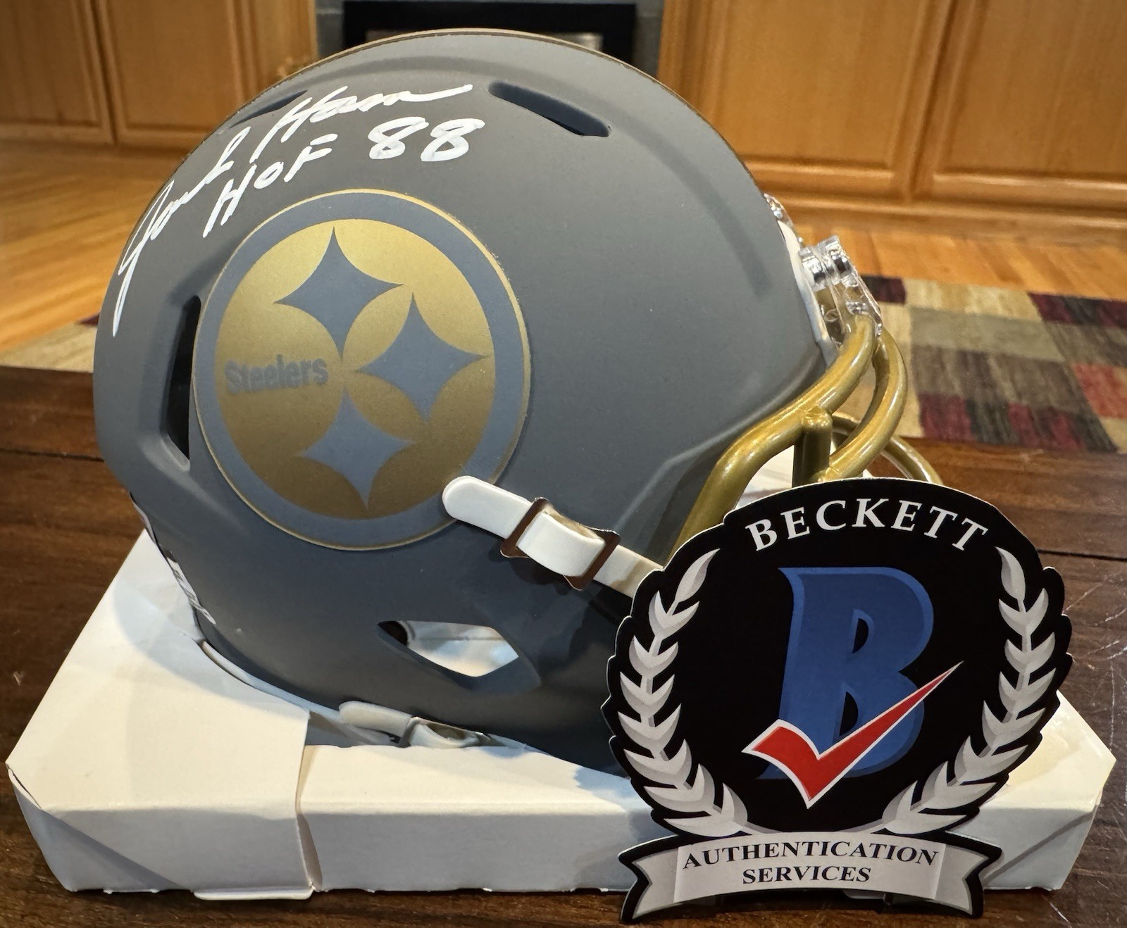 Jack Ham Autographed Signed Pittsburgh Steelers Slate Mini Helmet HOF 88 Beckett 