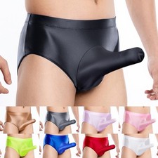 Mens Low Rise Underwear Glossy Stretchy Big Pouch Briefs for Comfortable Fit