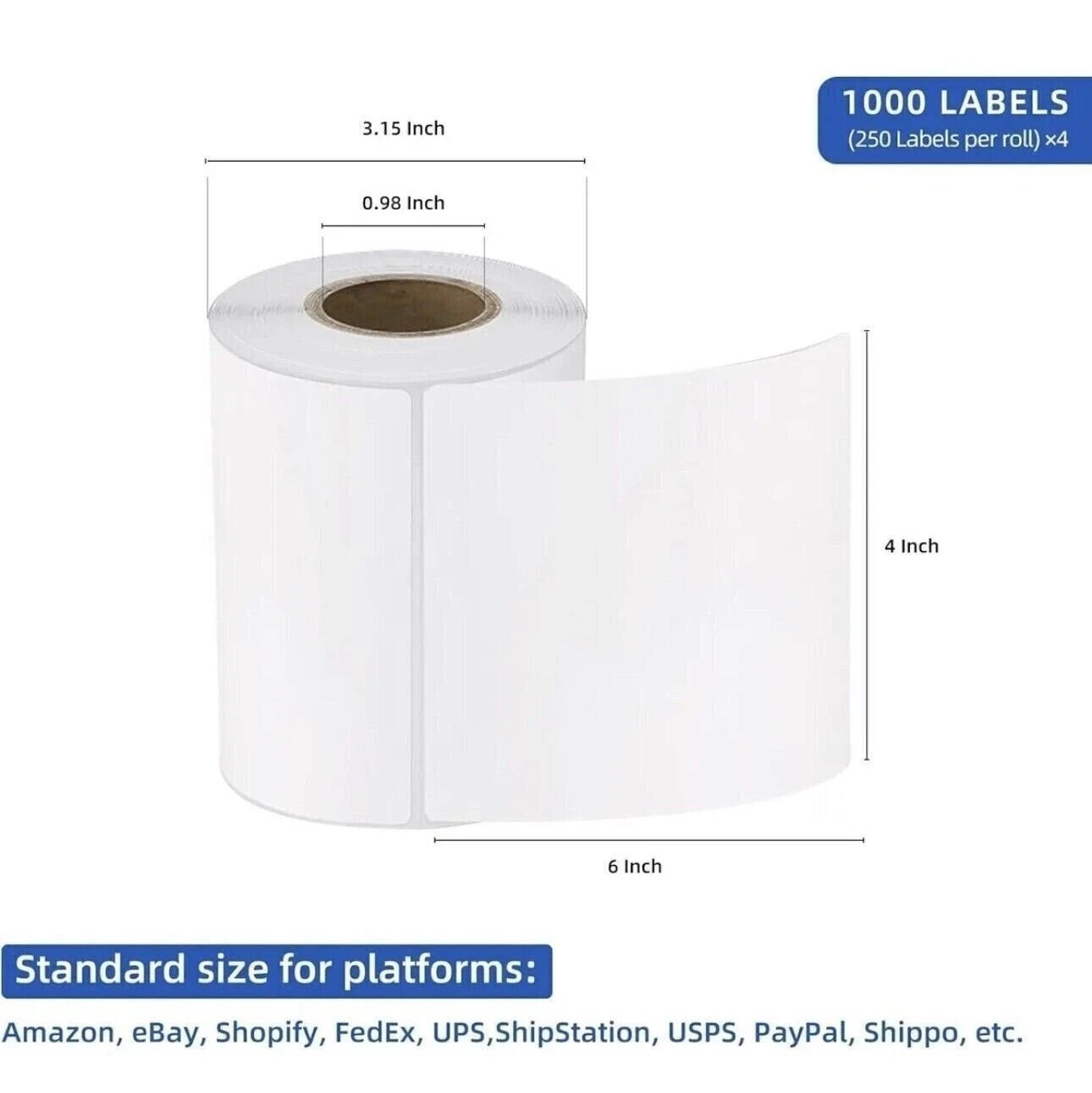 4 Rolls label 4x6 Direct Thermal Shipping 1000 labels Zebra Eltron ZP450 2844