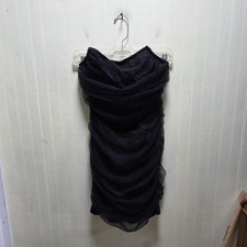 PRETTYLITTLETHING Dress Womens 4 Black Solid Strapless Sweetheart Ruched Short