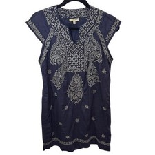 Max Studio Embroidered Dress XS Blue Gray Boho Bohemian Festival