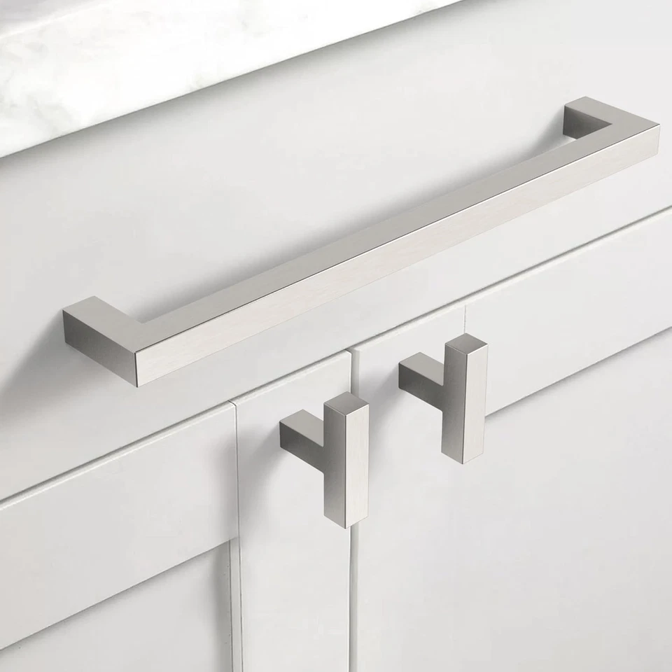 Paquete de 10 perillas de gabinete de cocina Asidrama tiradores de cajón níquel satinado cepillado 8,8 pulgadas Foto 2 de 4