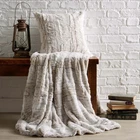 Snow Leopard Faux Fur Natural Throw 130cm x 180cm Micro Fleece Reverse