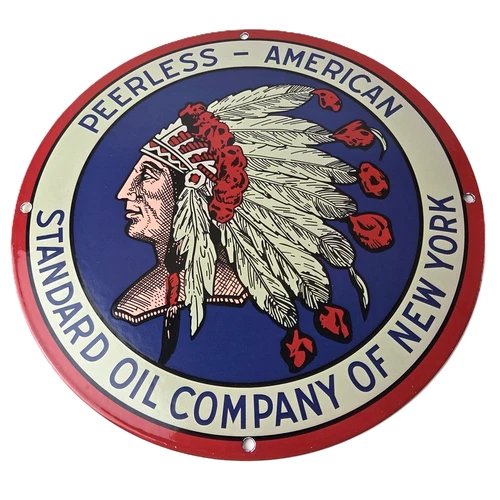 Vintage Peerless American Sign - Porcelain Standard Oil NY Advertising Gas Sign