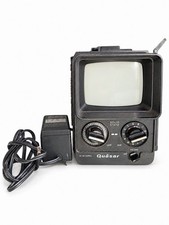 Vintage Quasar Portable CRT TV Solid State UHF VHF Television w/ Power Adapter