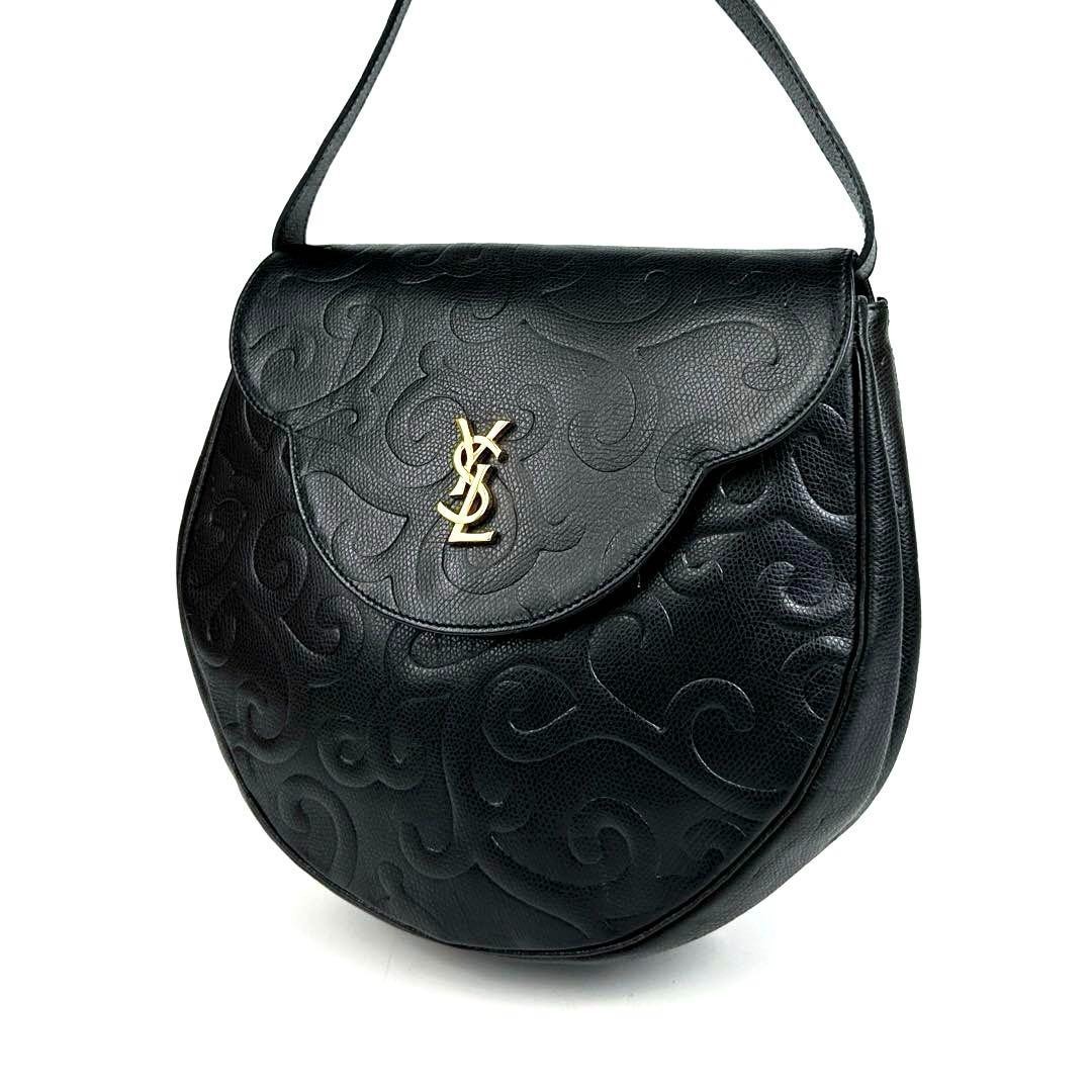Borsa a tracolla Yves Saint Laurent in pelle arabesca nera autentica dal Giappone