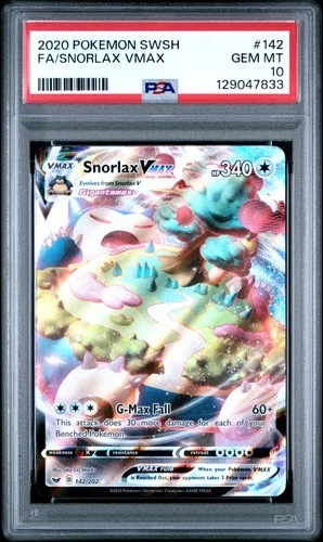 2020 POKEMON SWORD & SHIELD #142 FULL ART/SNORLAX VMAX PSA 10