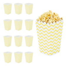 12 Pcs Popcorn Box 2.8 Inch Popcorn Bucket Containers Small Wavy Pattern, Yellow