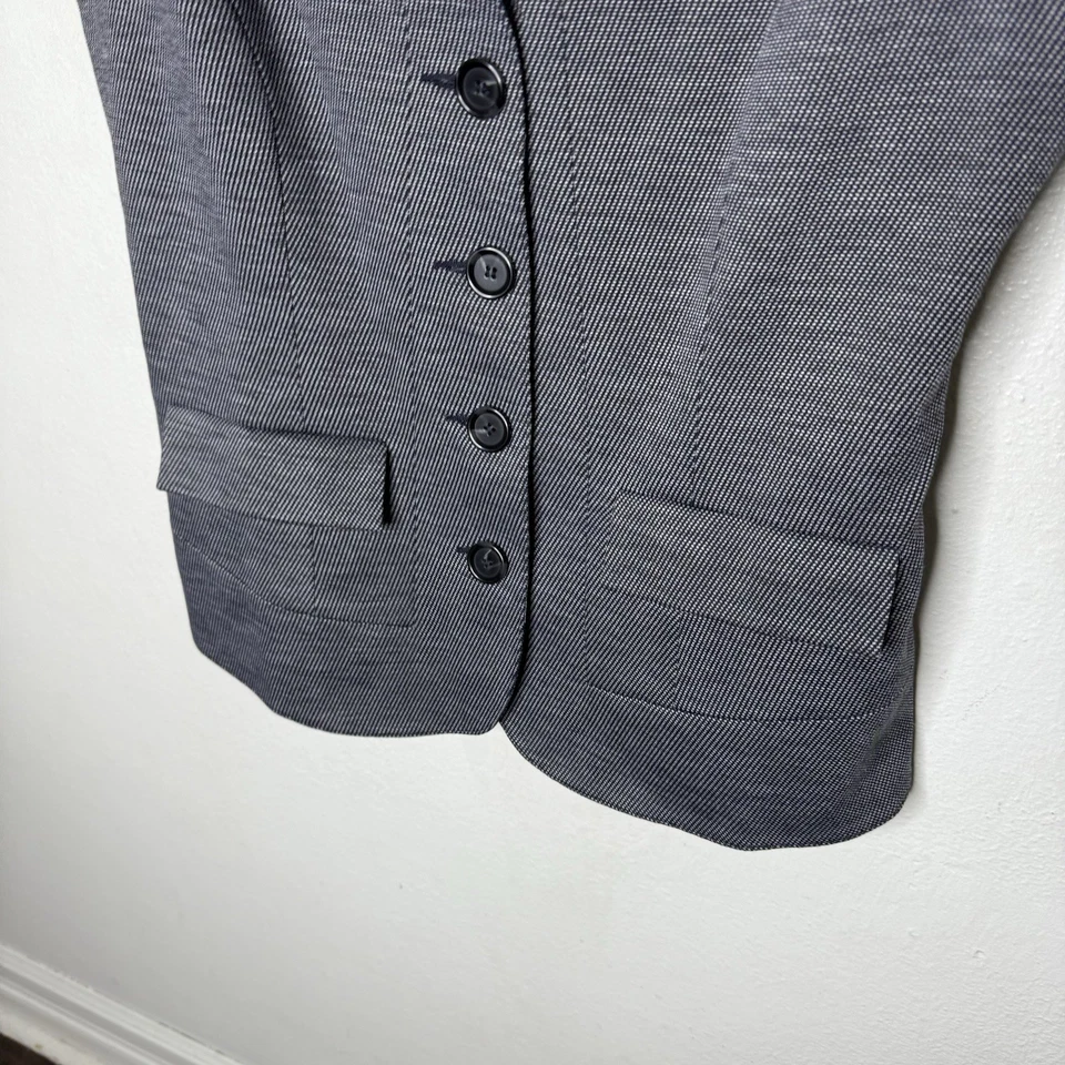 Nuevo Chaleco Susan Graver Reversible Azul Estampado Animal Gris Bolsillos Mujer’s XS Foto 3 de 4