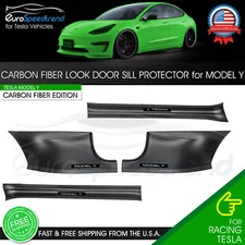 Carbon Look Door Sill Protector Tesla Model Y Accessories 5 Seater Front Rear
