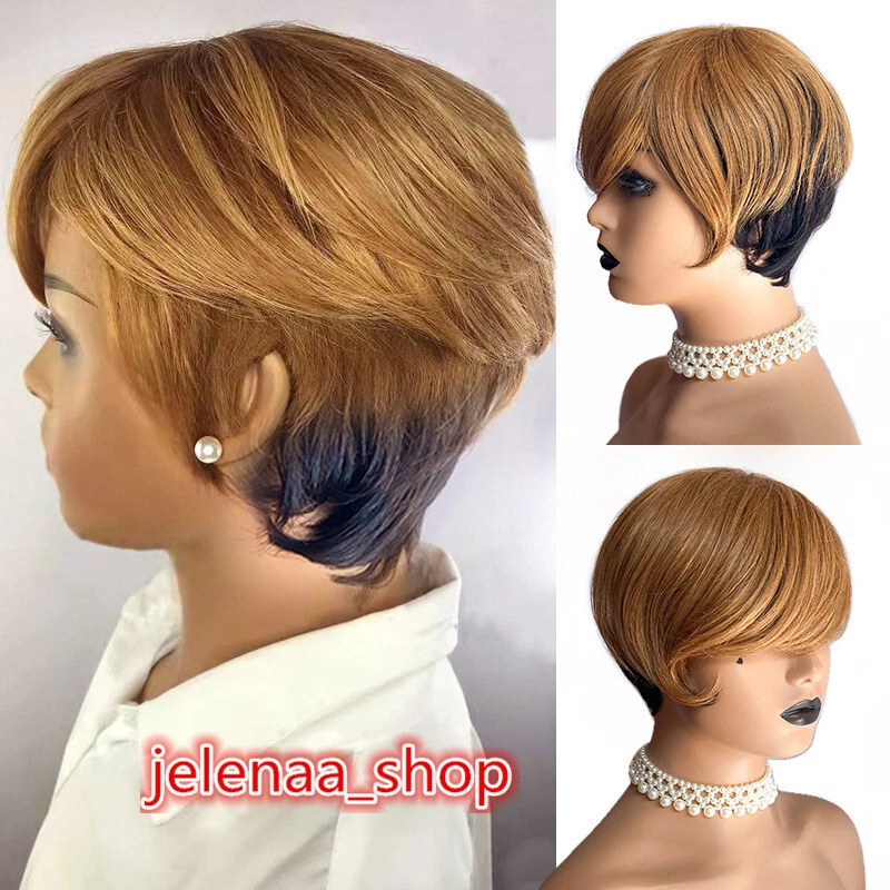 Short 100 Human Hair Wigs Pixie Cut Remy Brazilian Wigs for Black