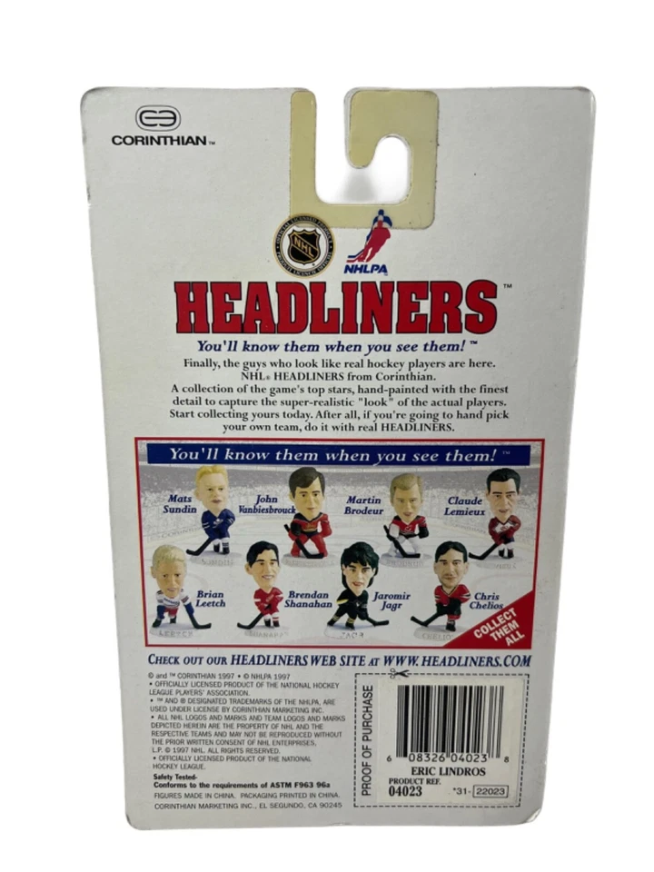 Figura de acción de Eric Lindros 1997 Headliners Philadelphia Flyers NHL NHLPA Foto 2 de 2