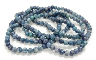 200+ Vintage Genuine Fossil Ocean Blue 4mm. Gemstone Beads (36 Inch String) 6432