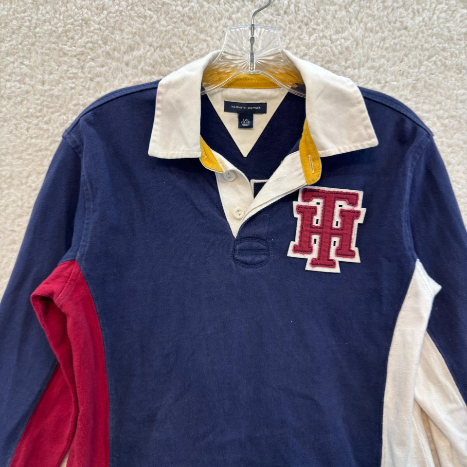Camisa Polo de Rugby Tommy Hilfiger Y2K Vintage Grande Para Mujer Preppy Deportiva Universidad Foto 3 de 4