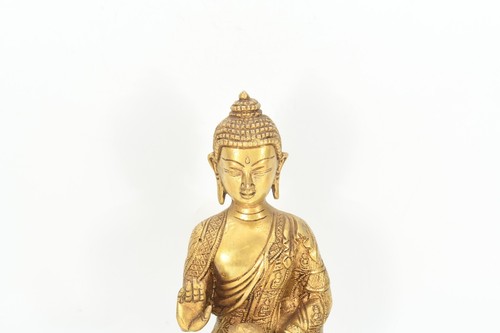 Meditating Shakyamuni Brass Buddha Sculpture Amazing Tibetan Collection Decor - Picture 2 of 7