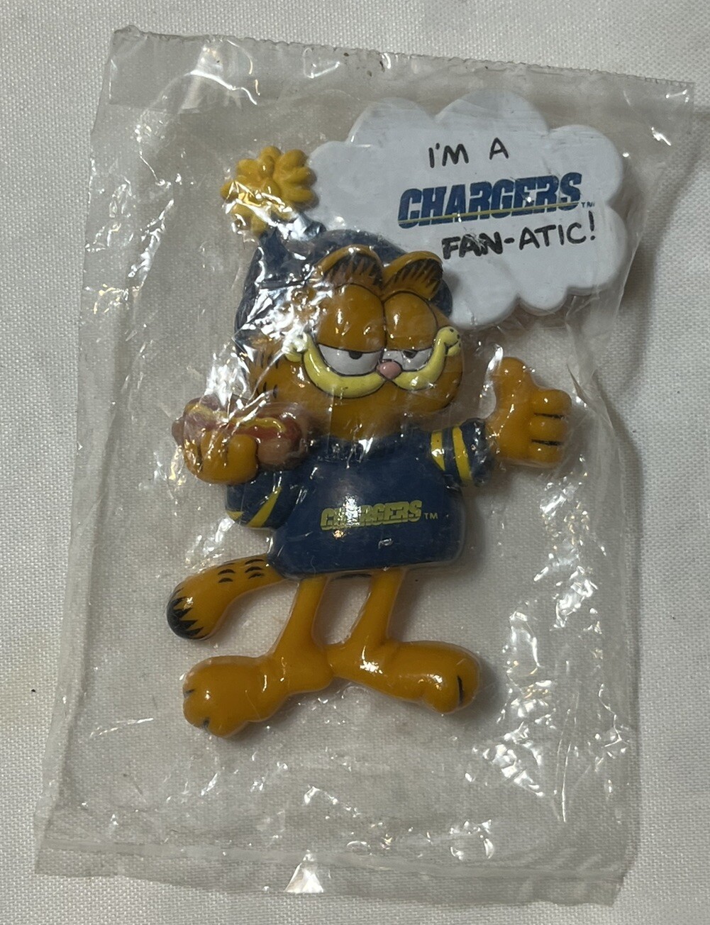 Vintage NFL LA CHARGERS GARFIELD PIN BADGE Football Mascot Figure 1987