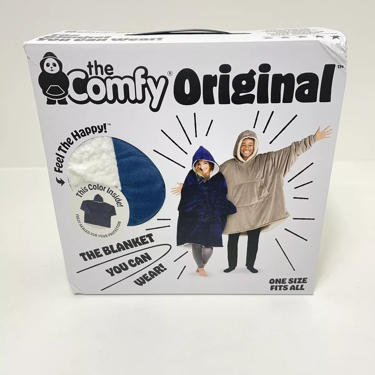 Original Comfy Oversized Microfiber & Sherpa Wearable Blanket 1 Size Blue  Cream