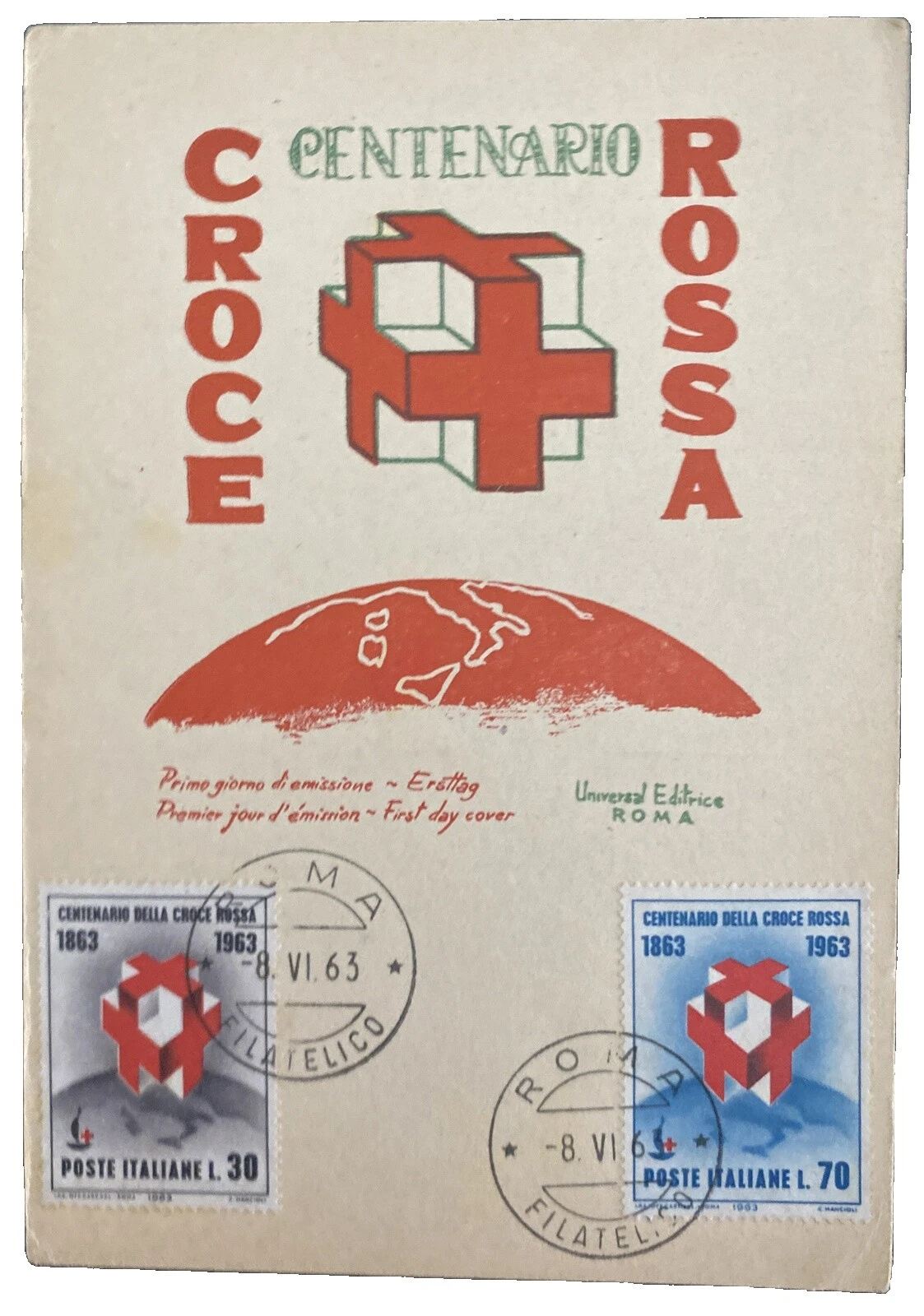 Cruz Roja usado SELLOS italiano