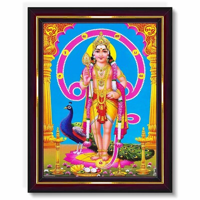 Lord Murugan Subramanya Swamy HD Bedruckt Religiös Bild Mit Holzrahmen